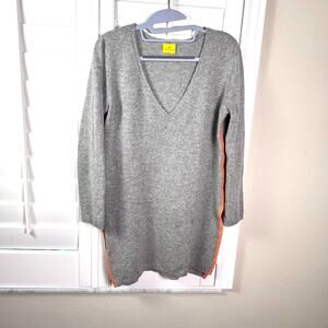 Roberta Roller Rabbit Merino Wool/ Cashmere Blend Sweater Split Hem Gray Small
